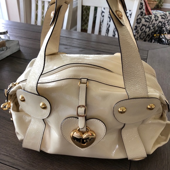BOBBI BY SHARIF Cream Genuine Patent Leather Hobo - Picture 4 of 5